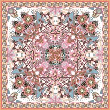 Abstract graphic background, square pattern with Mandala geometric ornament Illustrazione stock