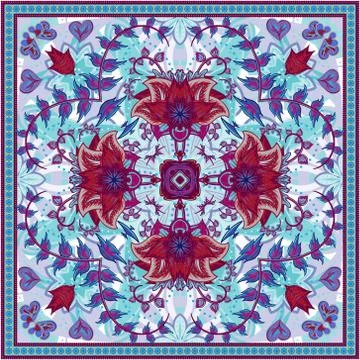 Abstract graphic background, square pattern with Mandala geometric ornament 스톡 일러스트