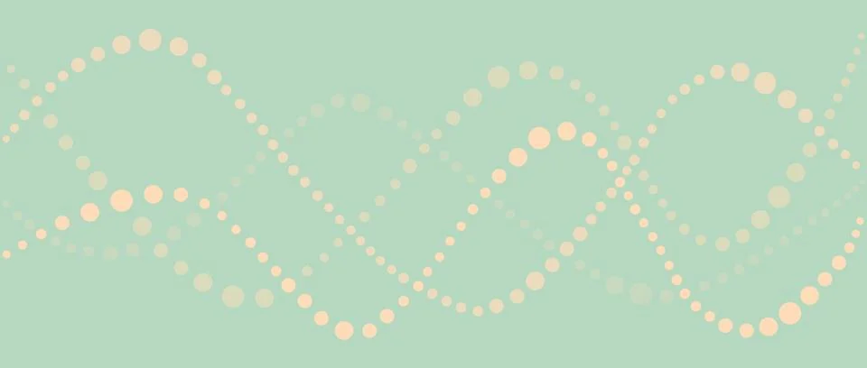 Abstract graphic background with wavy lines made of beige dots on light green Stock Illustration