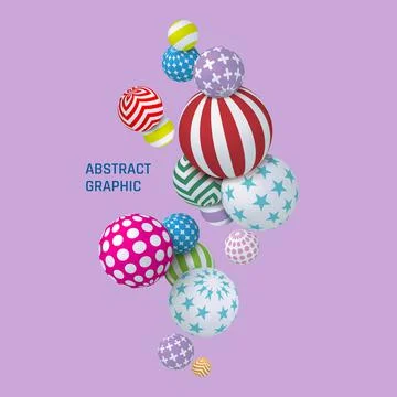 Abstract graphic balls. 3D background. Geometric circle shapes. Patterned Stock Illustration