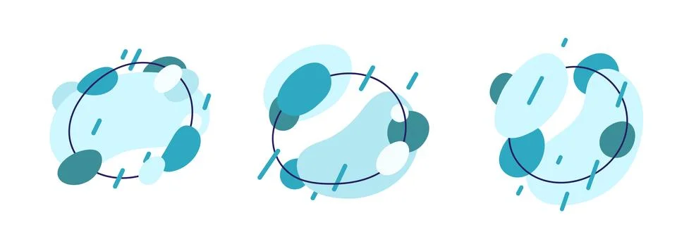 Abstract graphic circle elements set. Dynamical around forms and line. Liqu.. Stock Illustration