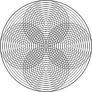 Abstract graphic, circular waves interweave in an intricate, hypnotic pattern Stock Illustration