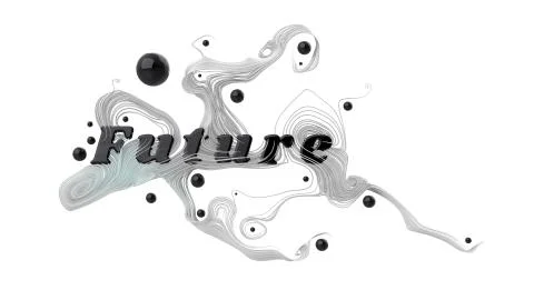 Abstract graphic composition with the word Future. behind the word are beautiful Stock Illustration