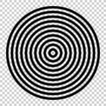 Abstract graphic design of concentric black circles creating a visual rippl.. 库存插图