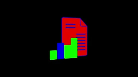 Abstract Graphic Design with Document and Bar Graph in Bright Neon Colors 스톡 동영상 341921616