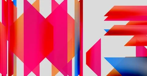 Abstract graphic design features bold letters, vibrant colors, geometric shapes. Stock Illustration