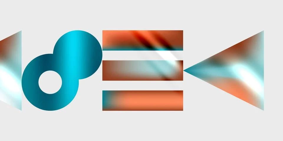 Abstract graphic design features circular element, rectangular bars, arrow Illustrazione stock