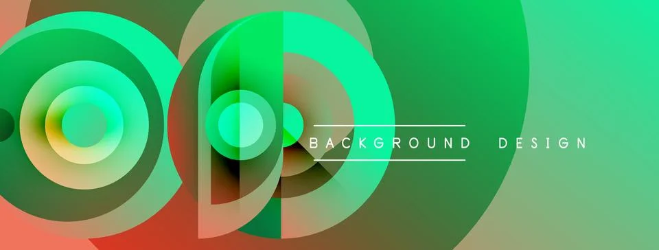 Abstract graphic design features overlapping circles, vibrant gradients. Mode Stock Illustration