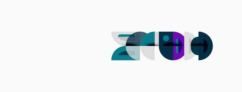 Abstract graphic design features overlapping shapes, text 202, plus teal, p.. Stock Illustration