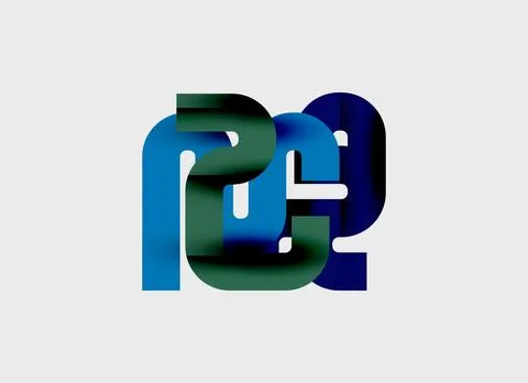Abstract graphic design features overlapping blue, green shapes. Minimalist Stock Illustration