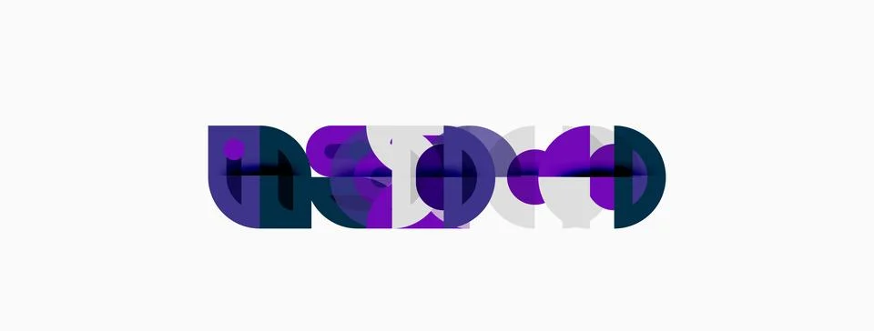 Abstract graphic design features overlapping purple shapes forming letterform Illustrazione stock
