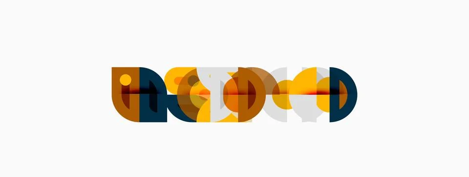 Abstract graphic design features overlapping semicircles. Colors include brow Stock Illustration