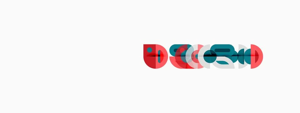 Abstract graphic design features overlapping colorful shapes. Letters form .. Stock Illustration