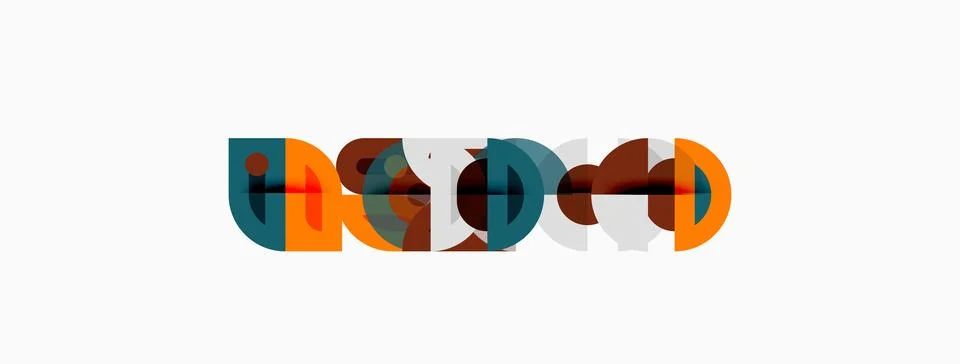 Abstract graphic design features overlapping colorful circles forming letter Illustrazione stock