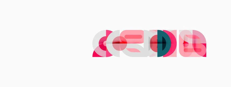 Abstract graphic design features overlapping pink, teal circles forming word Stockillustratie
