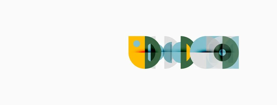 Abstract graphic design features overlapping semicircles. Colors include ye.. Stock Illustration