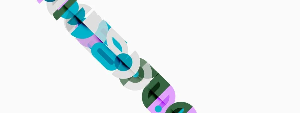 Abstract graphic design features overlapping colorful text elements. Minimali 库存插图