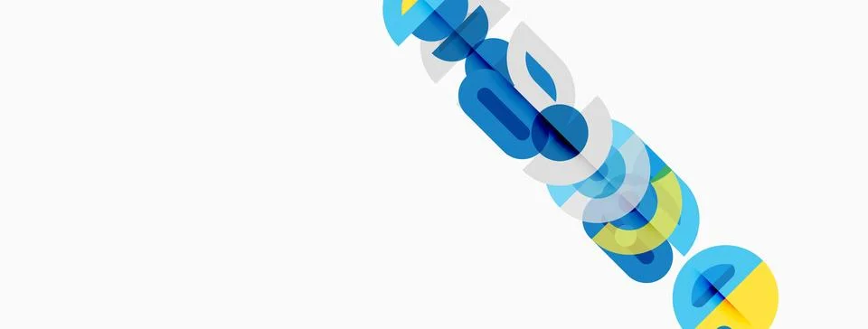 Abstract graphic design features overlapping colorful circles forming chain Stock Illustration