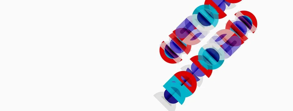 Abstract graphic design features overlapping colorful text elements. White 库存插图