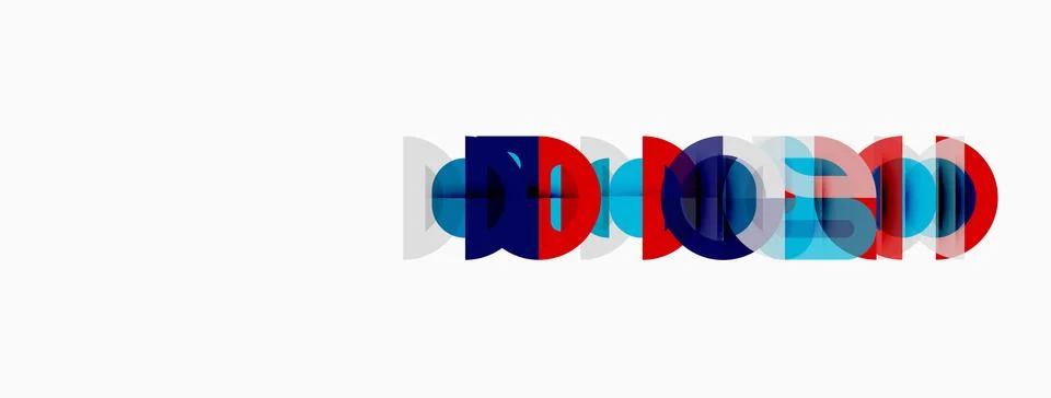 Abstract graphic design features overlapping colorful circles forming letter Stock Illustration
