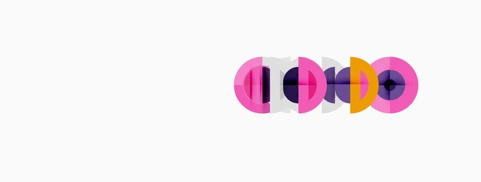 Abstract graphic design features overlapping circular shapes. Pink, purple hu Stock Illustration