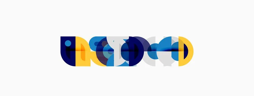 Abstract graphic design features overlapping colorful circles forming stylize Stock Illustration