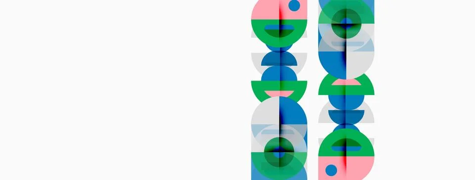 Abstract graphic design features overlapping circles, creating letterforms Stock Illustration