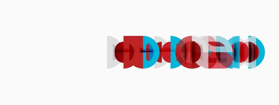 Abstract graphic design features overlapping red, blue shapes. Minimalist Illustrazione stock