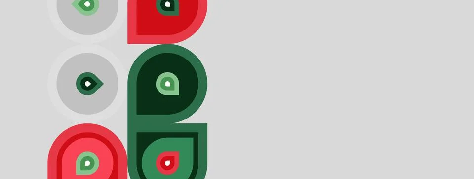 Abstract graphic design features overlapping circles, forming letter p. Red, Stock Illustration