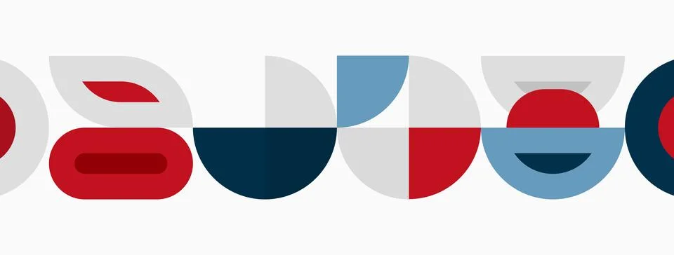 Abstract graphic design features overlapping colorful semicircles forming l.. Stock Illustration