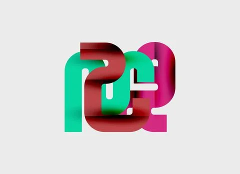 Abstract graphic design features overlapping colorful shapes forming letter.. Stock Illustration