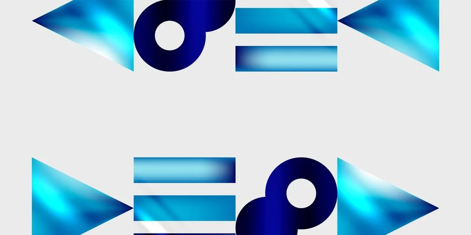 Abstract graphic design features repeating elements. Arrows, circles, horizontal Stock Illustration