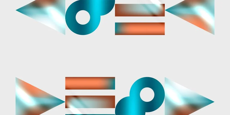 Abstract graphic design features repeating shapes. Arrows, circles, rectangles Stock Illustration