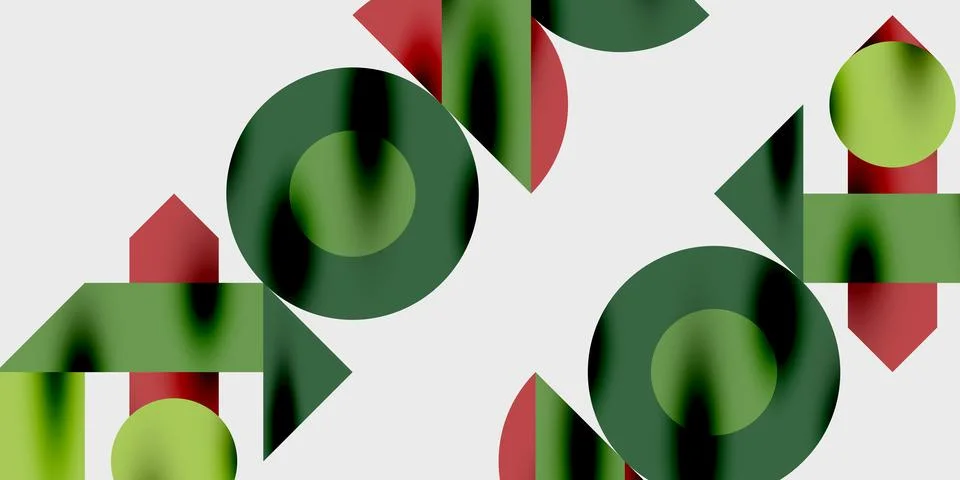 Abstract graphic design features repeating text elements. Colors include green, Stock Illustration