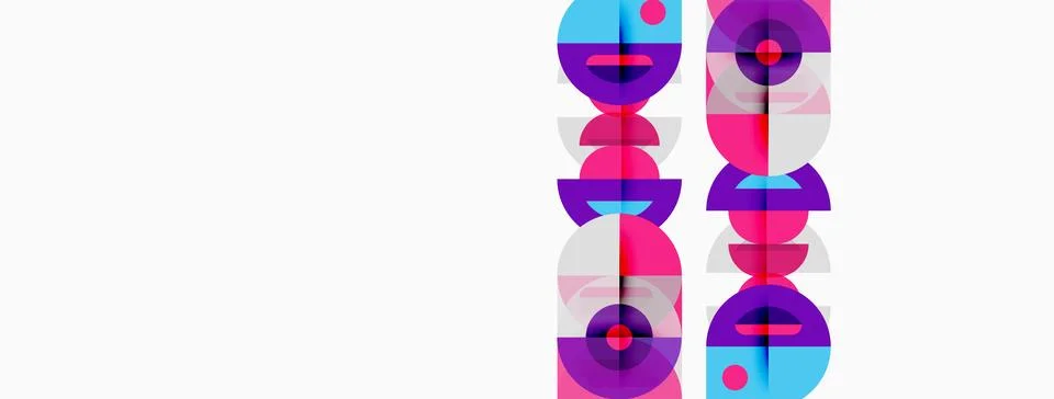 Abstract graphic design features repeating purple shapes over white backgroun Ilustração Stock