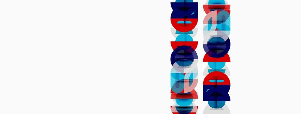 Abstract graphic design features repeating vertical elements. Blue, red, whit Stockillustratie