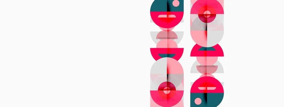 Abstract graphic design features repeating Dt patterns. Teal, pink, white c.. Stockillustratie