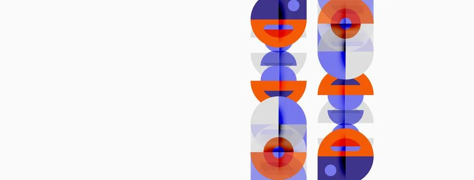 Abstract graphic design features repeating circular patterns. Orange, purple, Stockillustratie