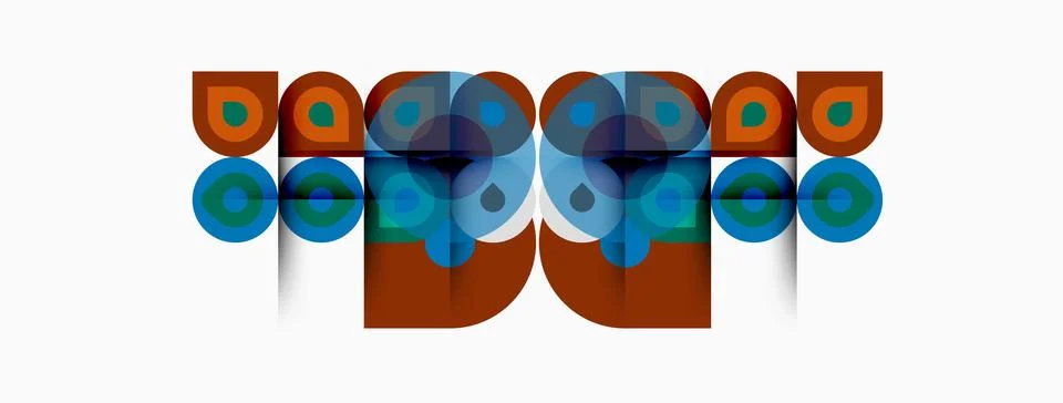 Abstract graphic design features repeating circular, square shapes. Colors Stock Illustration