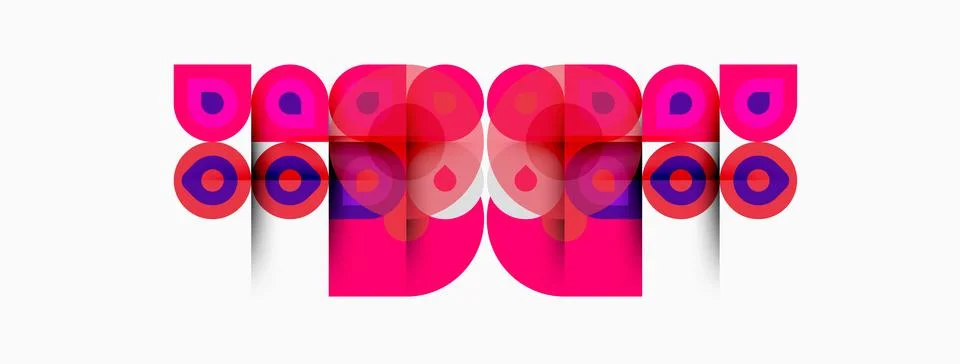 Abstract graphic design features repeating pink shapes forming letter D. Bold Illustrazione stock
