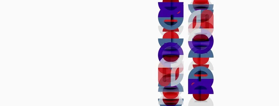Abstract graphic design features repeating circular shapes. Purple, red hues Stock Illustration