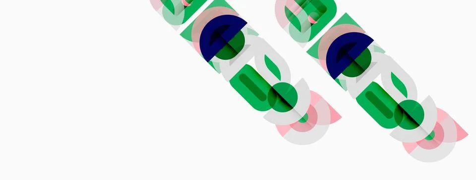 Abstract graphic design features repeating blue, green shapes. Minimalist 스톡 일러스트
