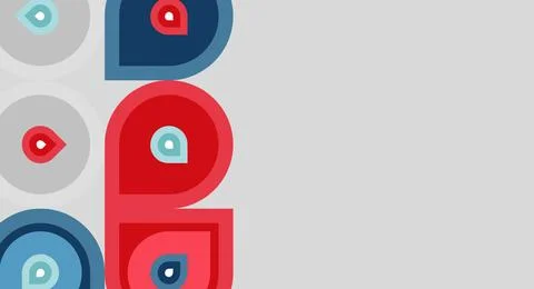 Abstract graphic design features repeating shapes, red and blue hues, plus .. Stock Illustration