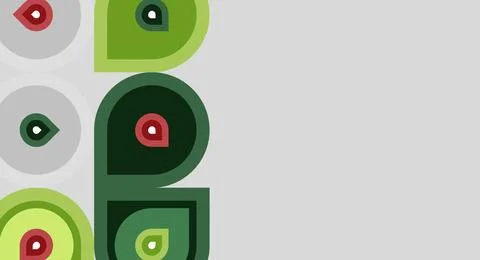 Abstract graphic design features rounded shapes, green hues, red accents. 스톡 일러스트