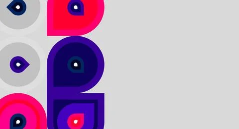 Abstract graphic design features stacked shapes, circles, squares, vibrant .. Stock Illustration