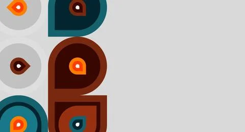 Abstract graphic design features stacked shapes, circles, rectangles. Colors Stock Illustration