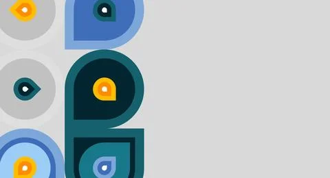 Abstract graphic design features stacked shapes, circles, rectangles. Colors Stock Illustration