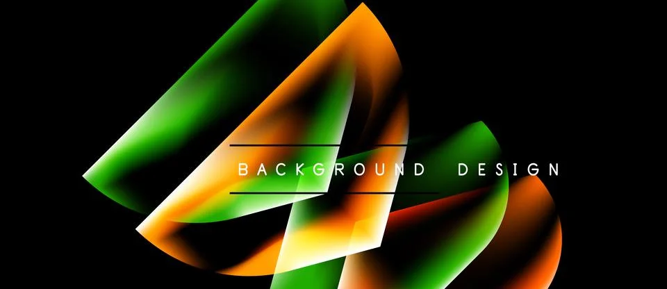 Abstract graphic design features vibrant orange, green layers. Modern Stock Illustration