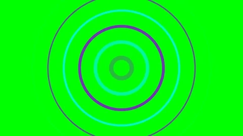 Abstract graphic design featuring concentric purple and cyan rings on green 스톡 동영상 341824126