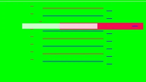 Abstract graphic design featuring horizontal lines on a vibrant green screen Stock Footage 341822400